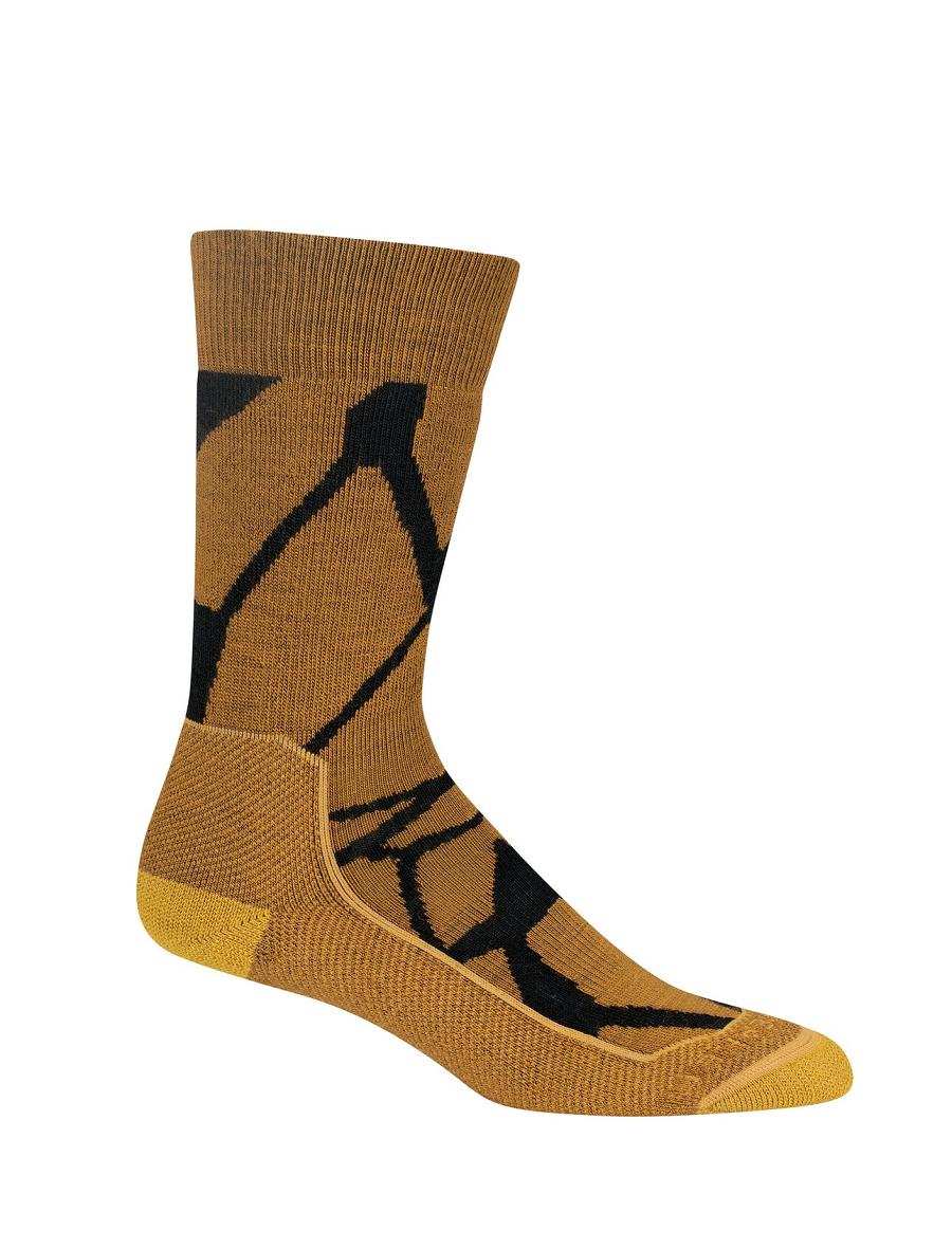 Chaussettes Icebreaker Merino Hike+ Medium Crew Fractured Landscapes Femme Noir | FR 1405GSOL